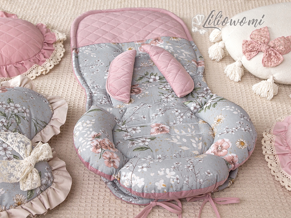 Wkładka do wózka PIKOWANY Velvet + podusia + pasy Marka inna