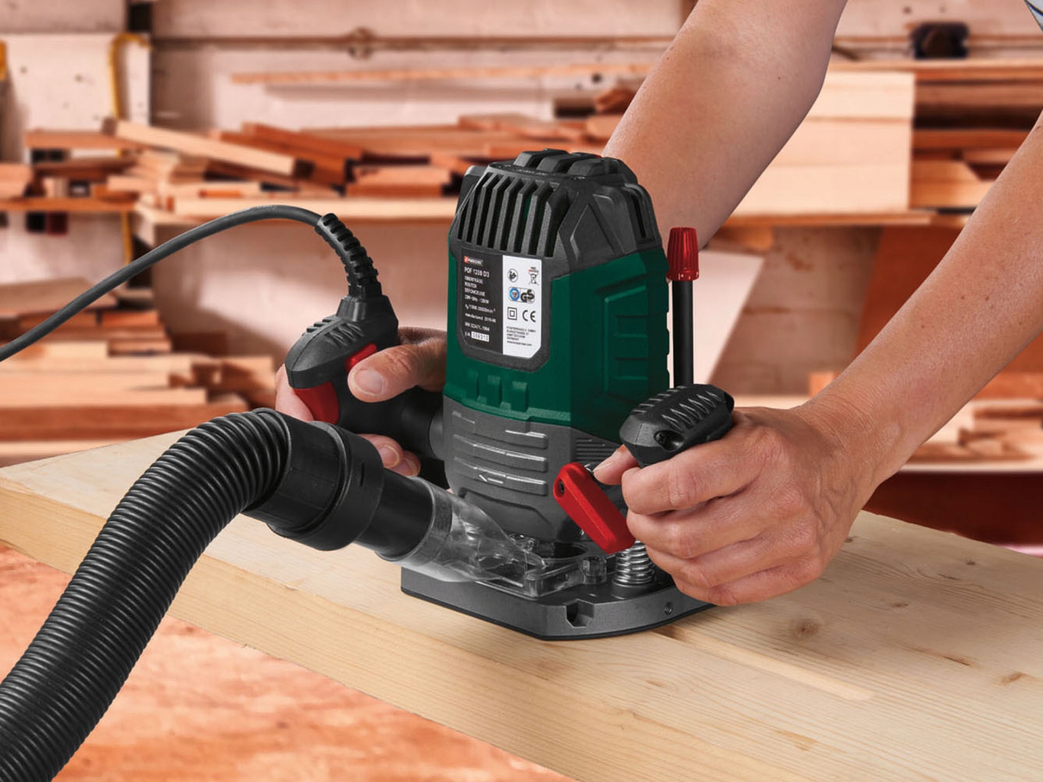 FREZARKA GÓRNOWRZECIONOWA PARKSIDE POF 1200 D3, 1200 W + FREZY nowa dostawa Zasilanie sieciowe