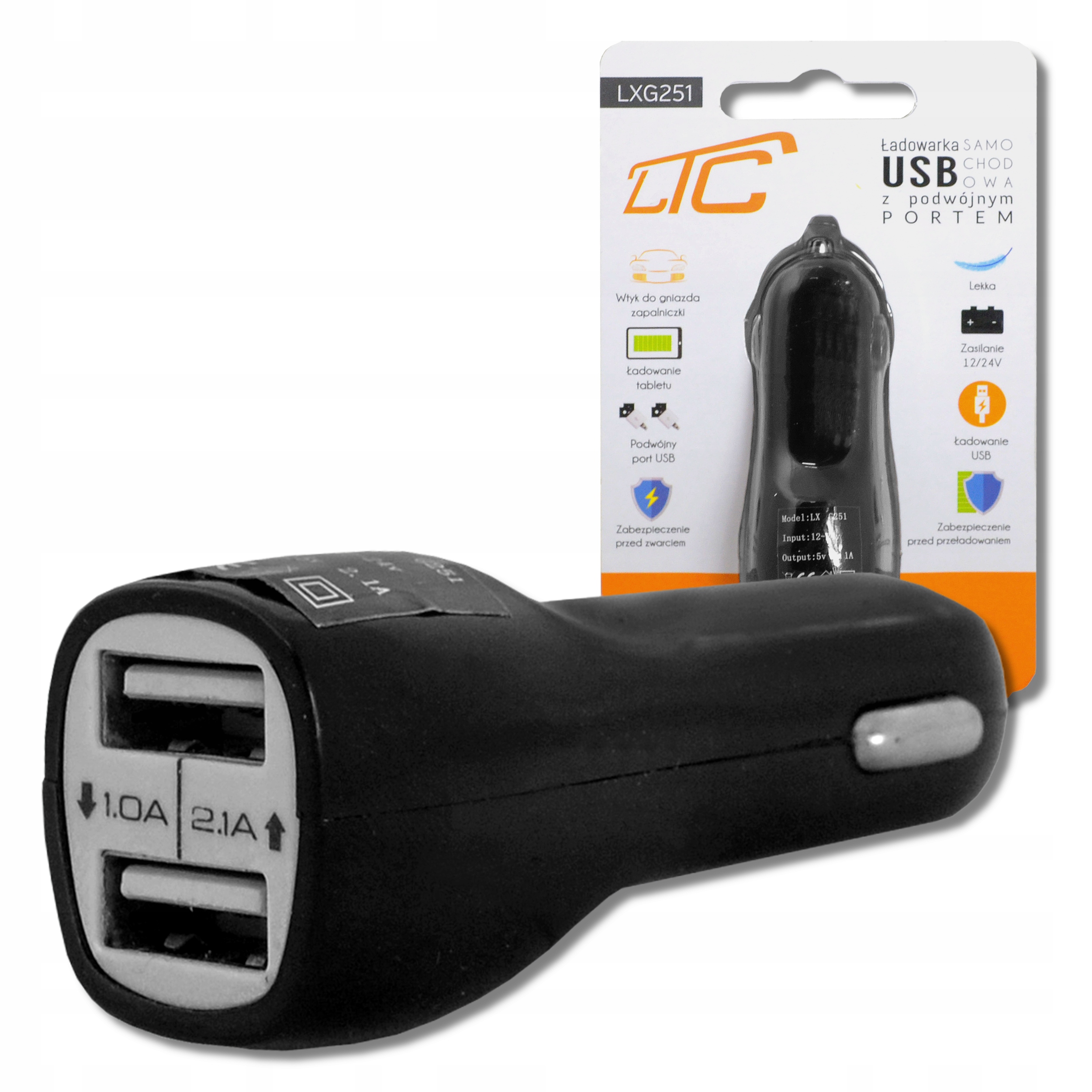

Ładowarka Samochodowa Usb 2.1A Zabezpieczenia