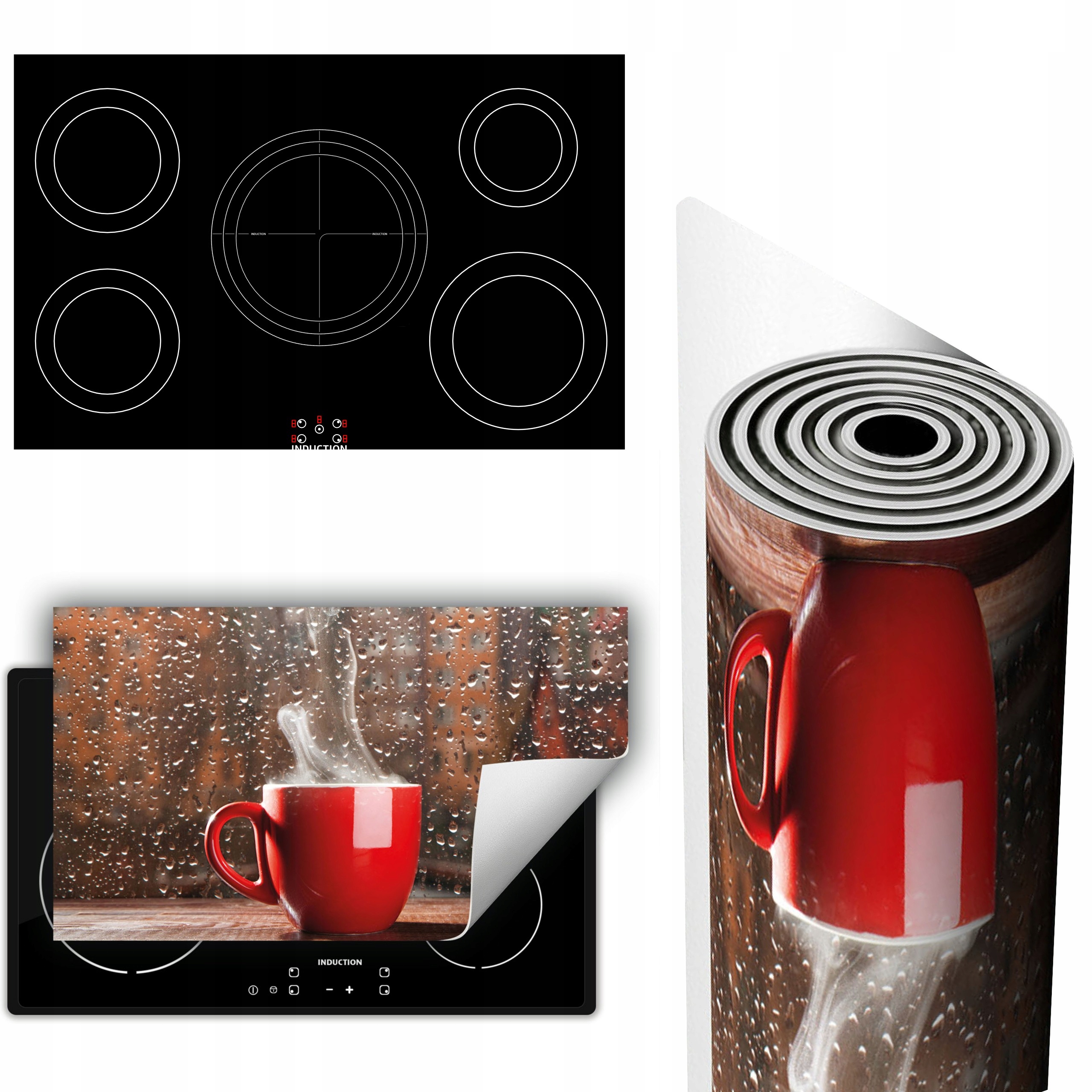 Vinylová Podložka Na Ochranu Stolního Sporáku 90x52 Kapky káva