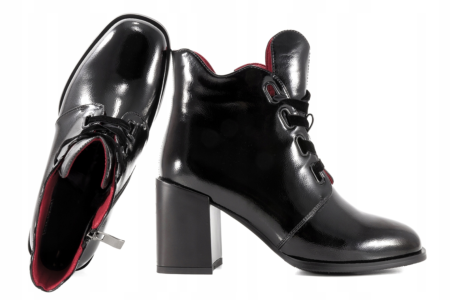 Filippo DBT3109/23 Kotníkové Boty Zimní Kozačky Dámské Lakované Černé