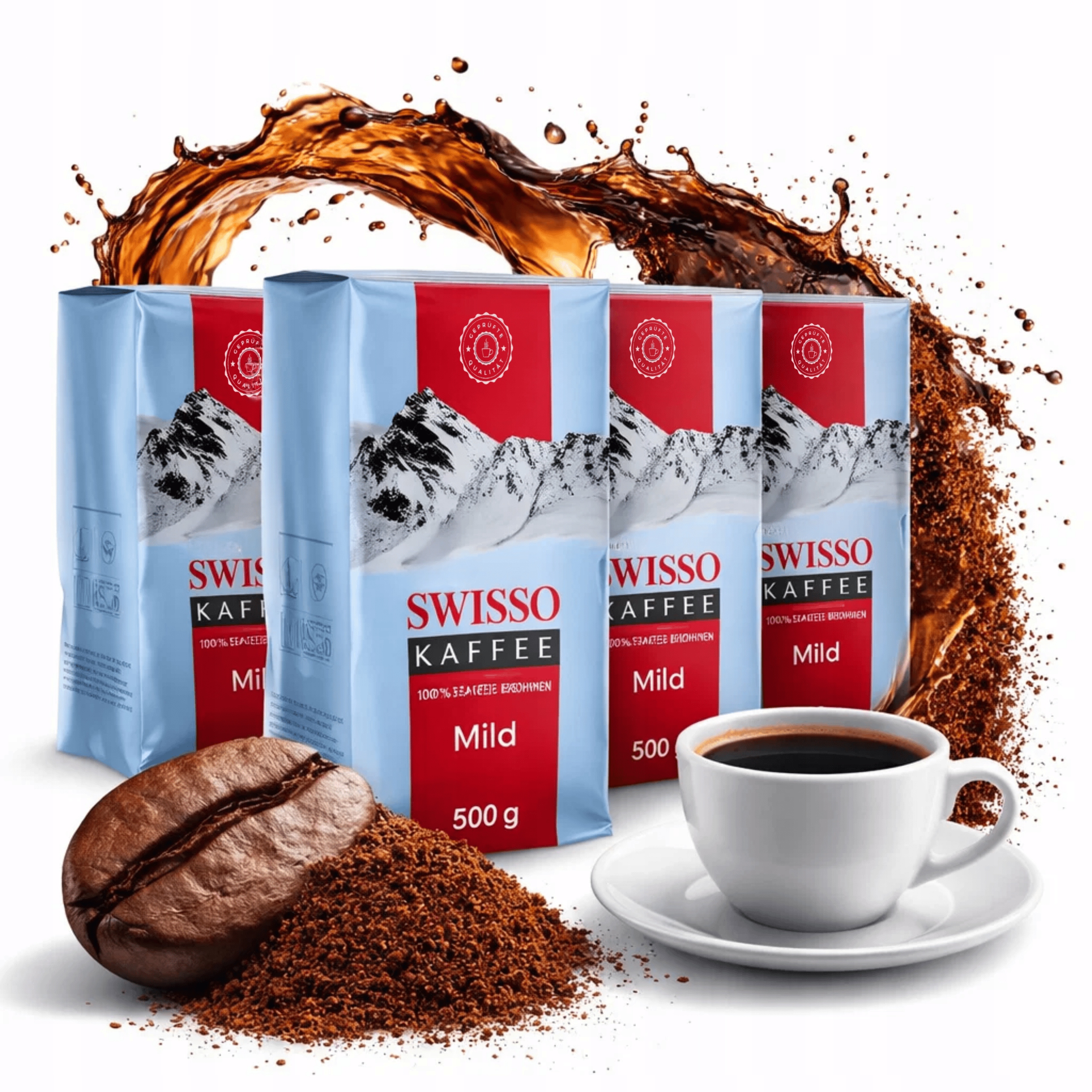 Kawa mielona aromatyczna 100% Arabica Swisso Kaffee Mild 4x500g