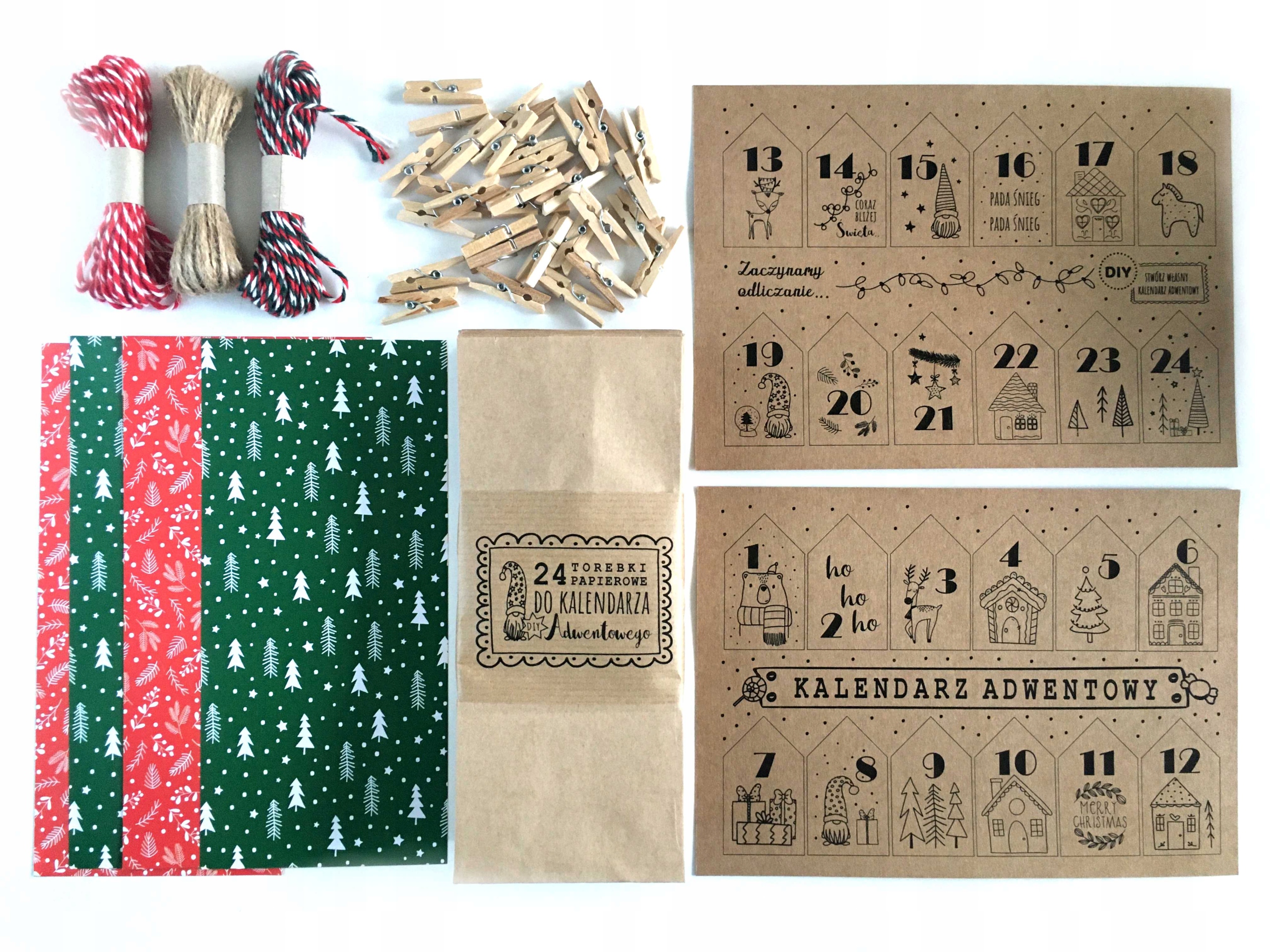 Kalendarz adwentowy eko KREATYWNY numerki kraft
