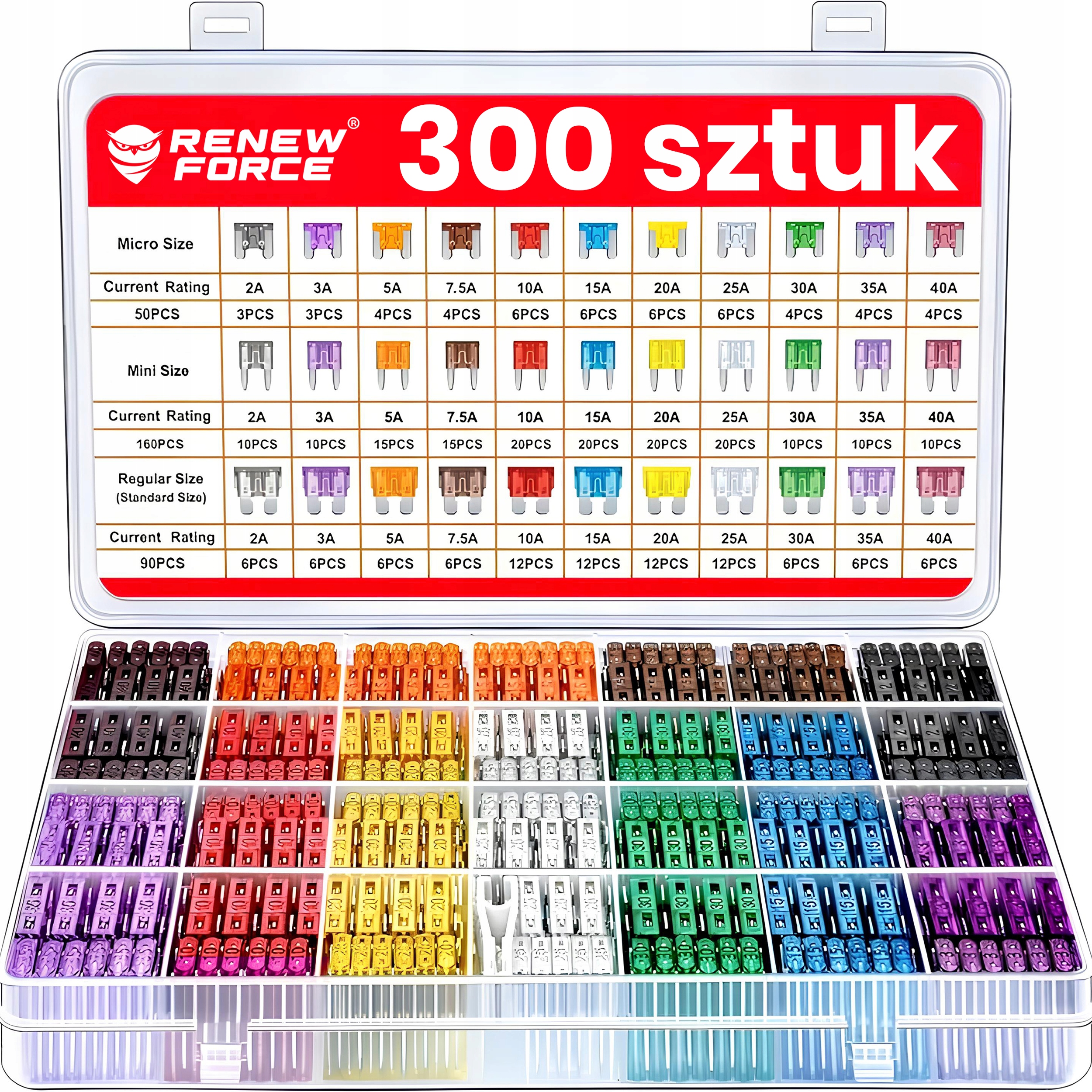 Комплект автомобильных предохранителей 300 шт. 2A-40A MICRO MINI STANDARD