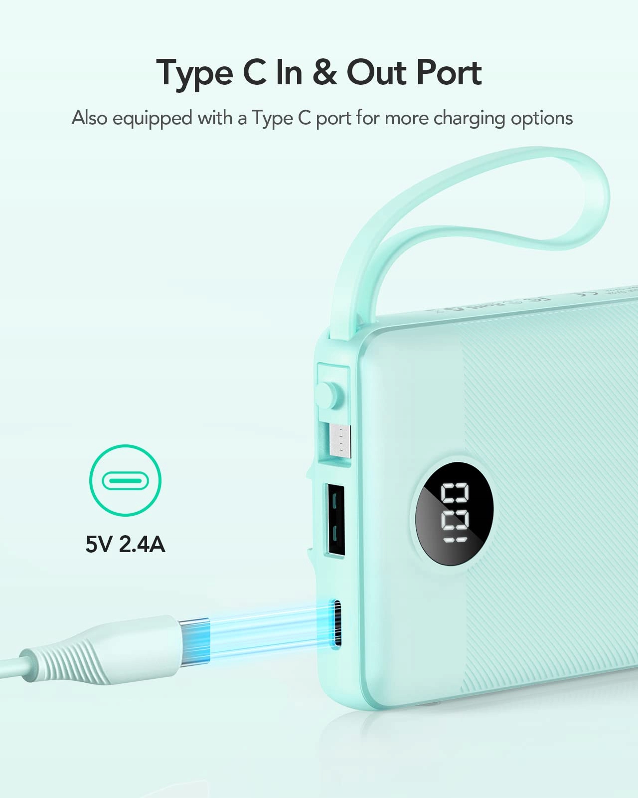 VRURC Powerbank 10000mAh USB C iPhone Huawei Samsung iPad LED — miniatura 4
