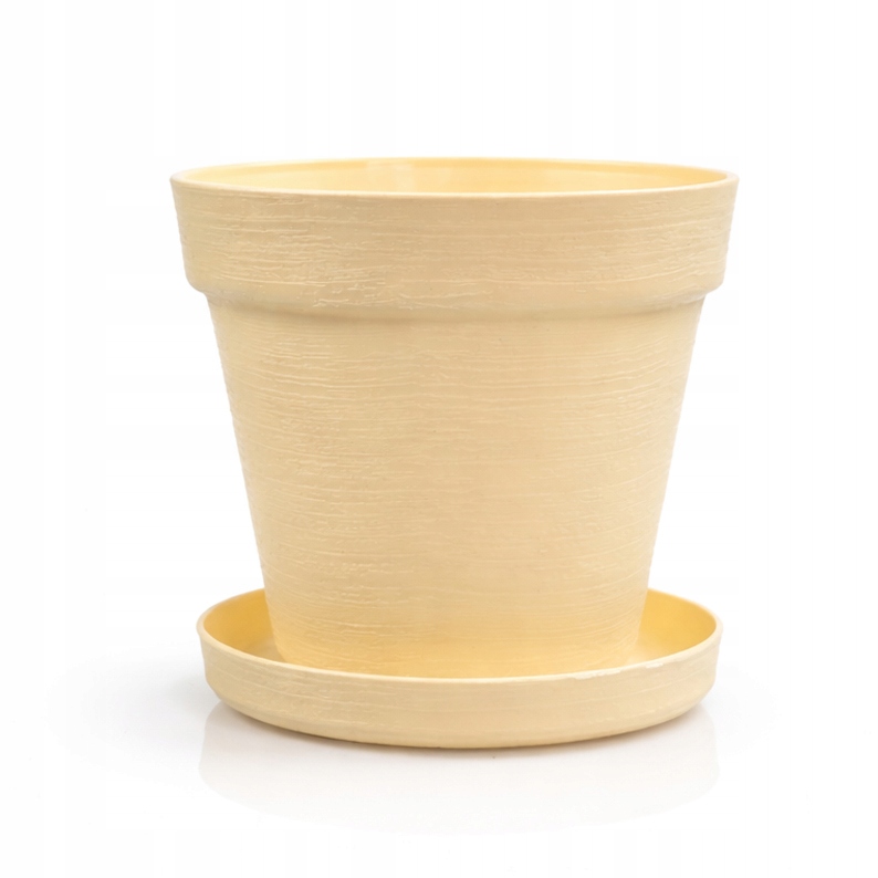 Doniczka LOFT 12 cm + Dopasowana Podstawka, Stylowy Zestaw, KOŚĆ SŁONIOWA