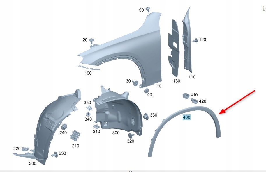 Lišta Předního Levého Podběhu Kola Glc X254 Mercedes Oe A2548850000