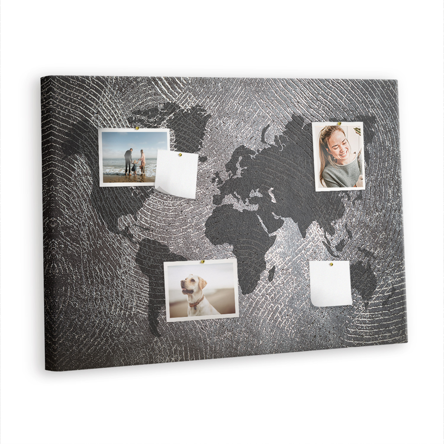 Praktický obraz tabule na zeď Mapa světa beton 100 x 70 cm připínáčky