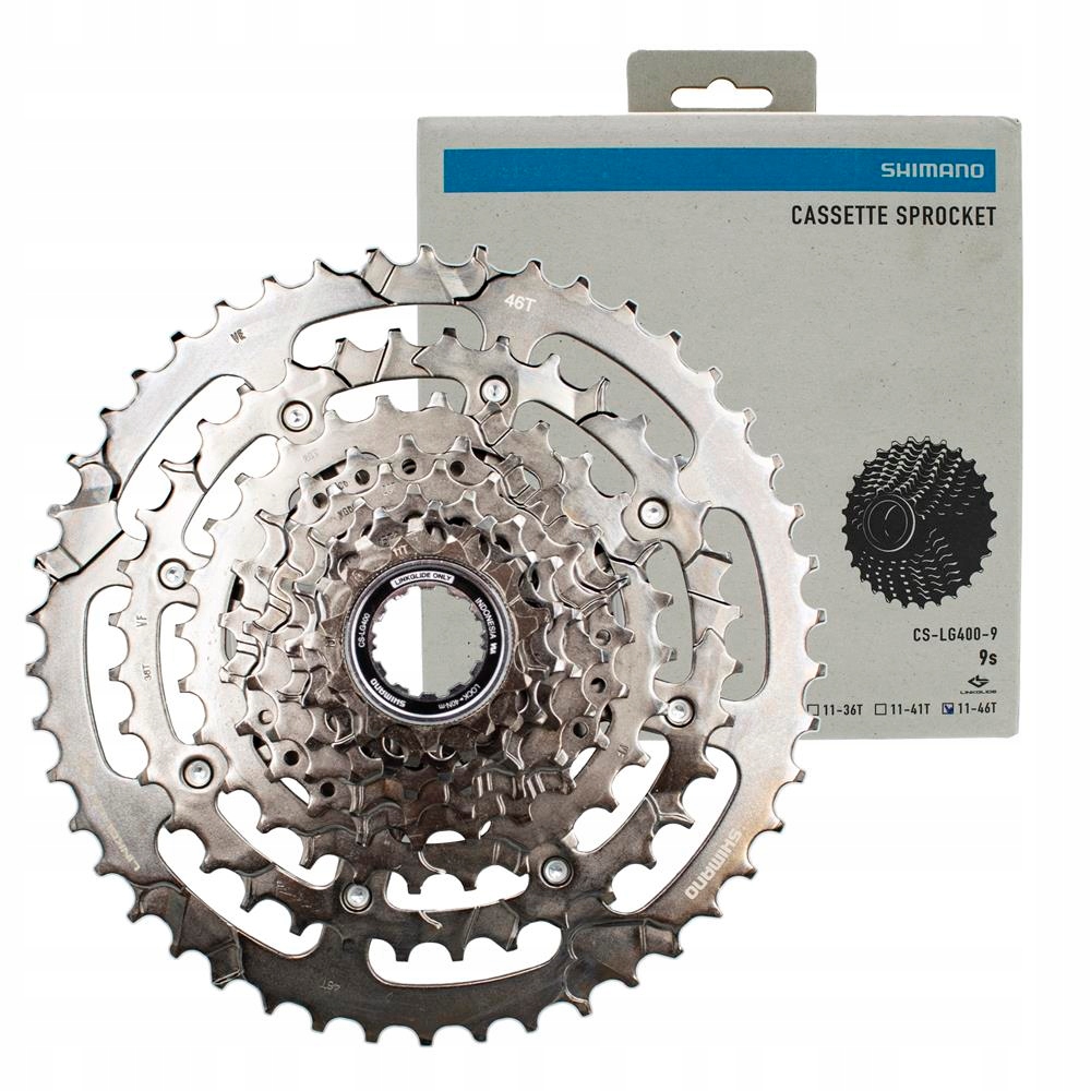 Cyklistická kazeta Shimano Cues CS-LG400 9 řadová 11-46 Linkglide grafitová