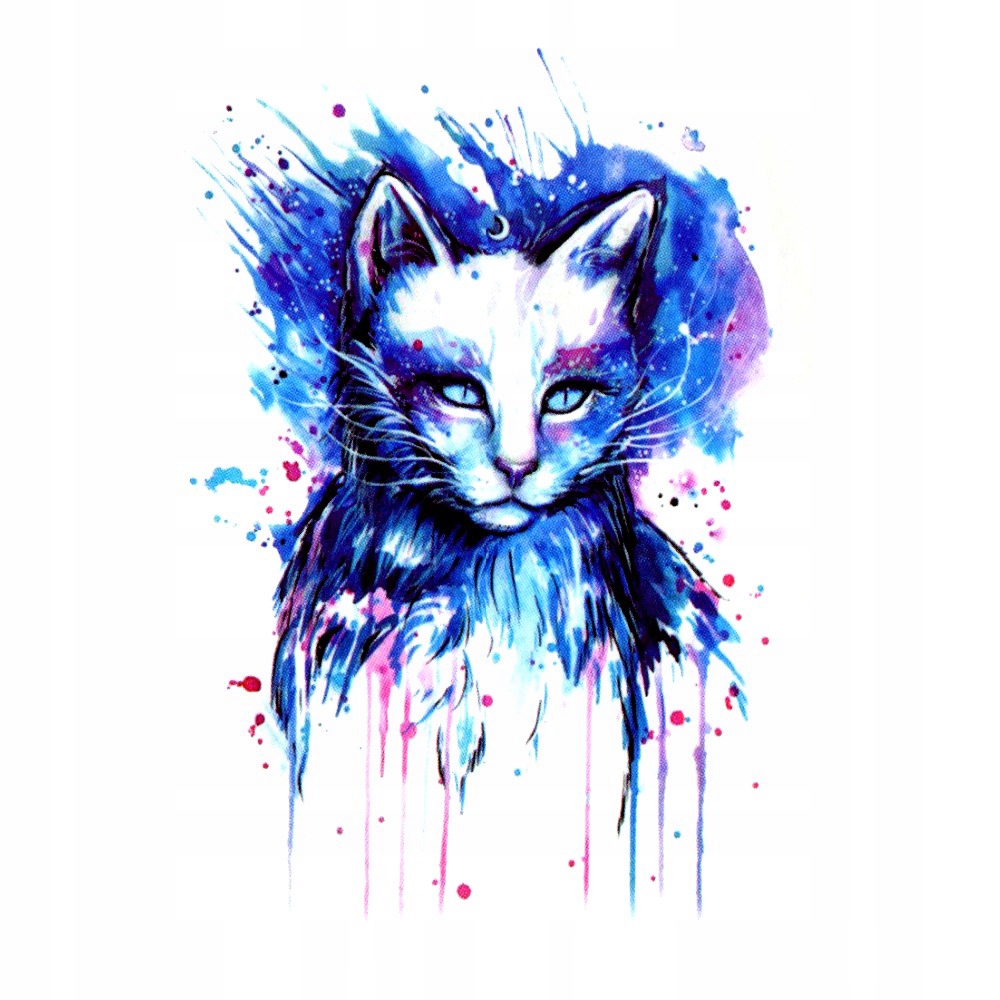 

Tatuaż Tymczasowy Kot kotek cat kolor art farba