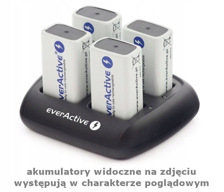 2 akumulatory 6F22 9V+ ładowarka ZESTAW Everactive Model NC-109 + 2 x 6F22 9V Silver line 250mAh