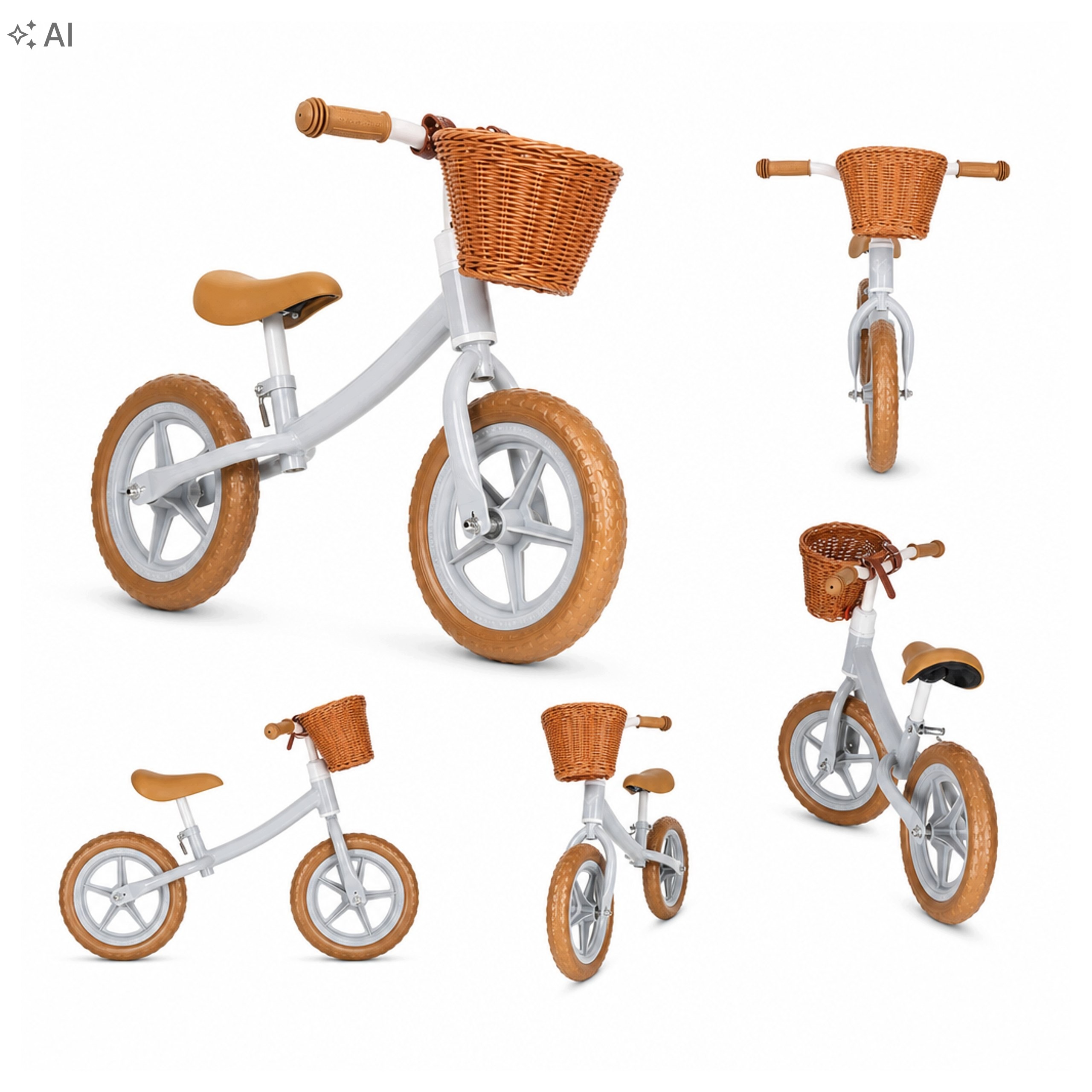 Rowerek Biegowy Trike Fix Balance Brązowy Z Koszykiem Dla Dzieci 2-4 Lata