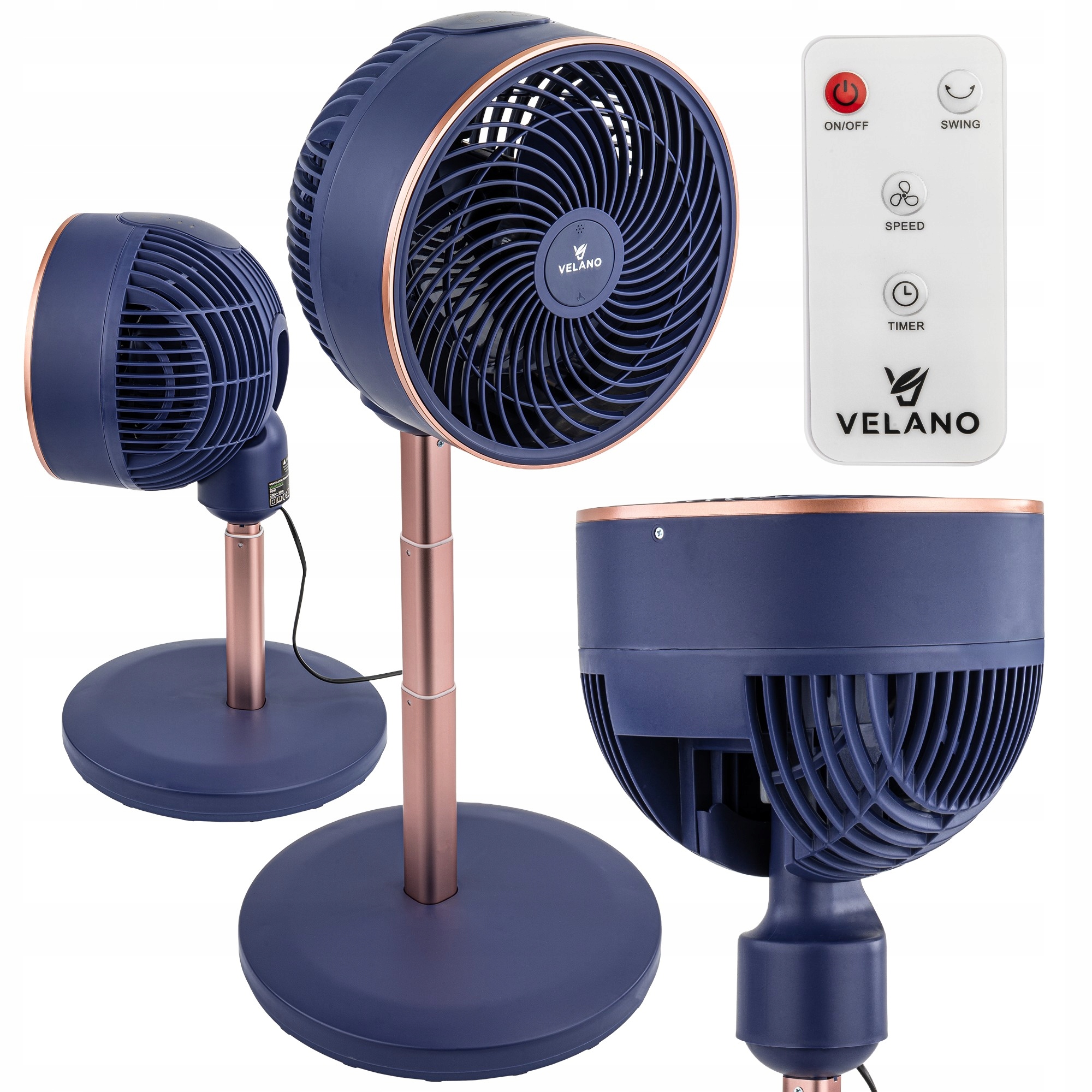 2X WENTYLATOR PODŁOGOWY WIATRAK STOJĄCY TIMER REGULACJA WYSOKOŚCI PILOT 50W