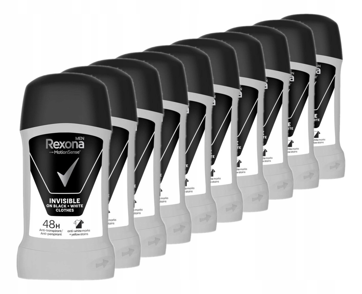 Rexona Invisible Black+White Antiperspirant tuhý pro muže 10x50ml