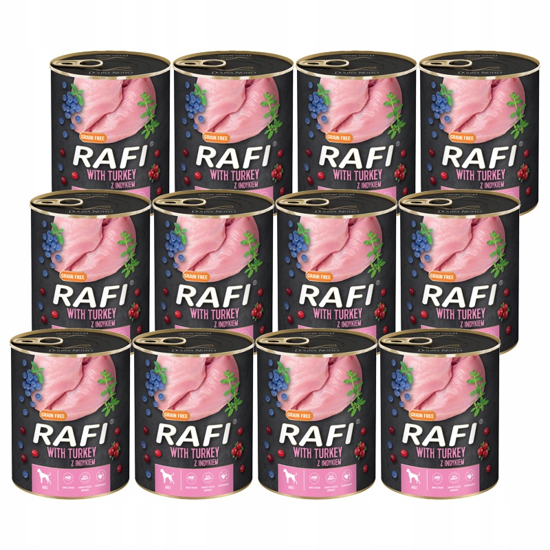 Rafi karma mokra z indykiem zestaw dla psa 12 x 800 g