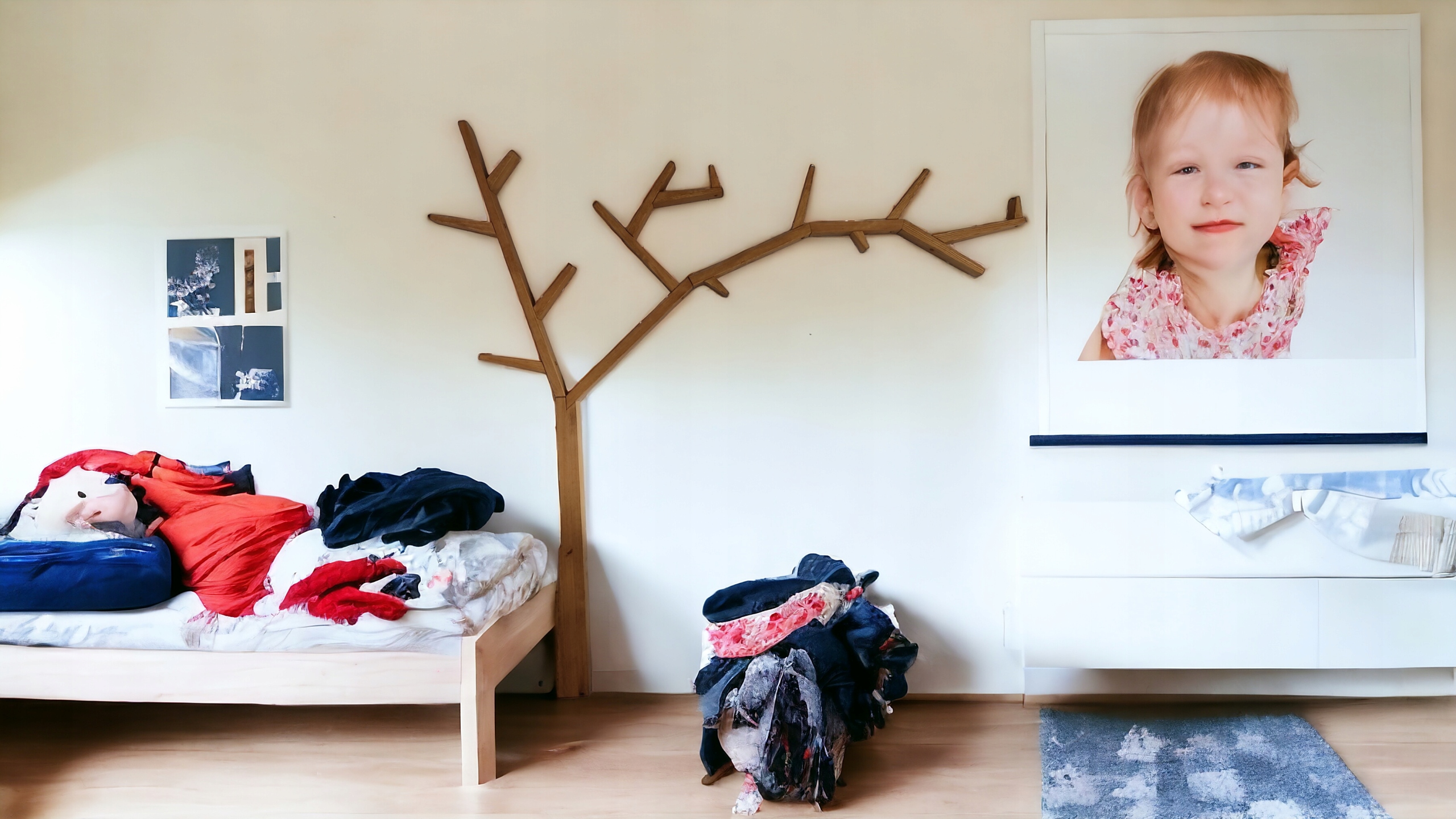 PÓŁKA REGAŁ DRZEWO LOFT OZDOBA Szerokość mebla 220 cm