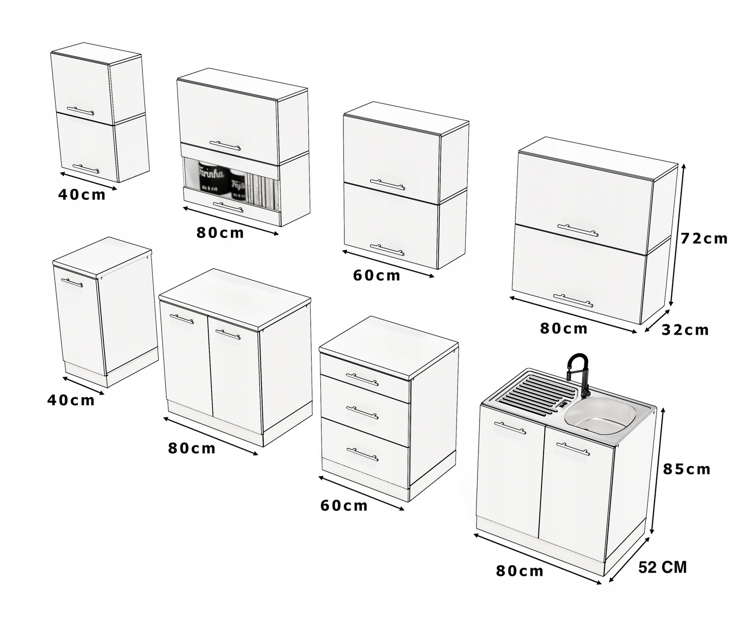 MEBLE KUCHENNE KUCHNIA SZAFKI MODUŁOWE BIAŁY POŁYSK 2,6M RICO Marka Concordia