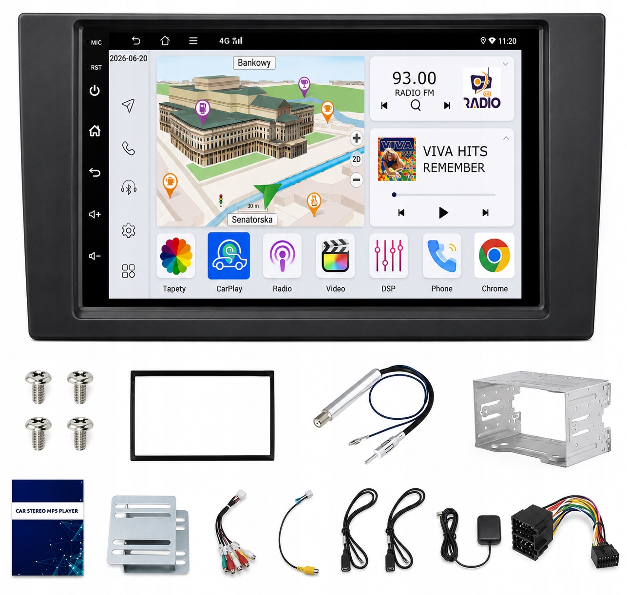 Rádio Navigácia Carplay Android Audi A4 B6 B7 2002-2008 Usb 4GB 64GB