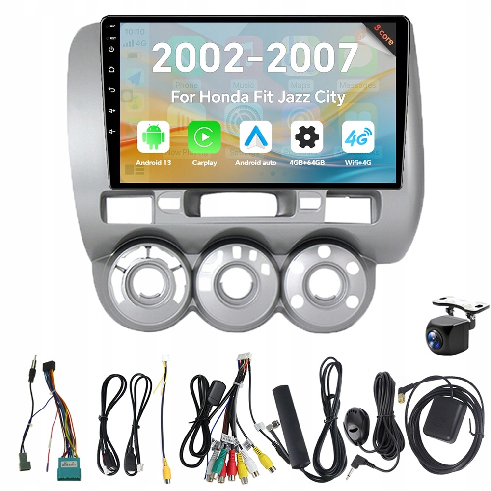 2Din Android 13 autorádio pre Honda Fit Jazz City 2002-2007 Carplay 4G 64G