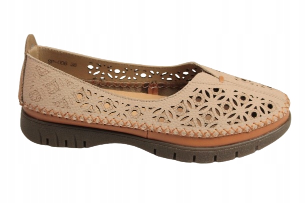 Dámské mokasíny Sergio Leone Kůže SP-006 vel.37 Růžové Béžové Lehké Ažurové