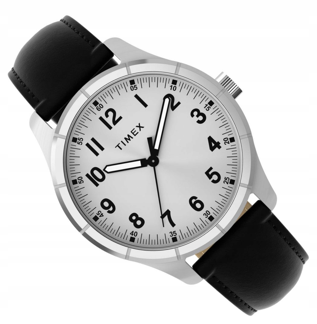 Stříbrné Pánské Klasické Čitelné Hodinky Timex Na Řemínku TW2Y16000