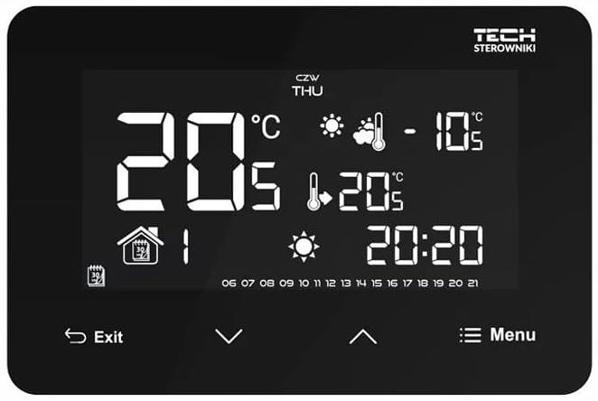 Tech Izbový Regulátor Drôtový, Čierny