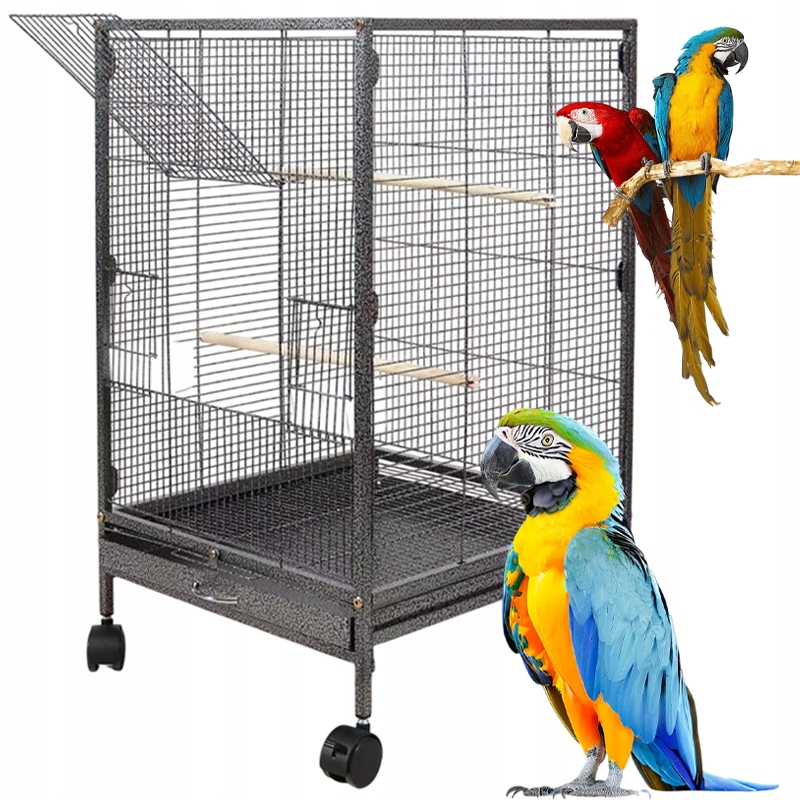 Kovová Klec Pro Exotické Ptáky, Voliéra Pro Papoušky, Kanárky, 80 CM