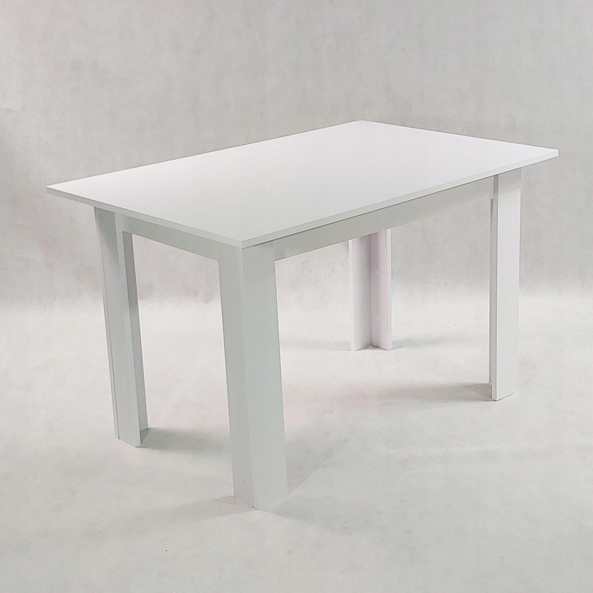 Zestaw stół Modern 120 biały 4 szare krzesła Nicea tapicerowane Długość stołu 120 cm