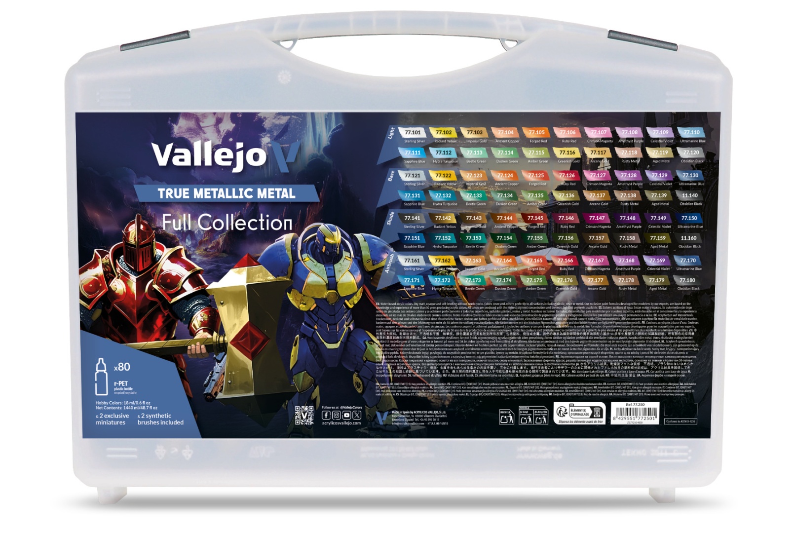 Vallejo 77250 True Metallic kovový kufr Full Collection