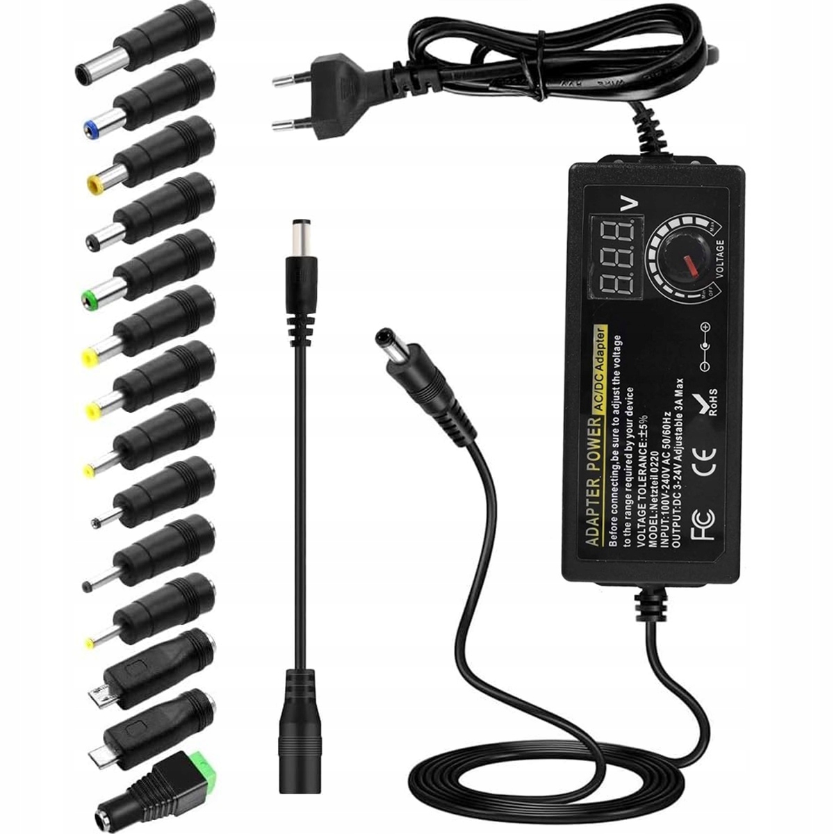 Zasilacz uniwersalny regulowany DC 3-24V 3A Potencjometr Ac 100-240V 72W