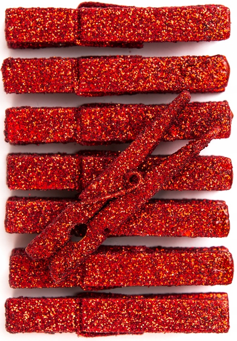 

Klamerki Ozdobne Brokatowe Czerwone 4,8cm 8 szt.