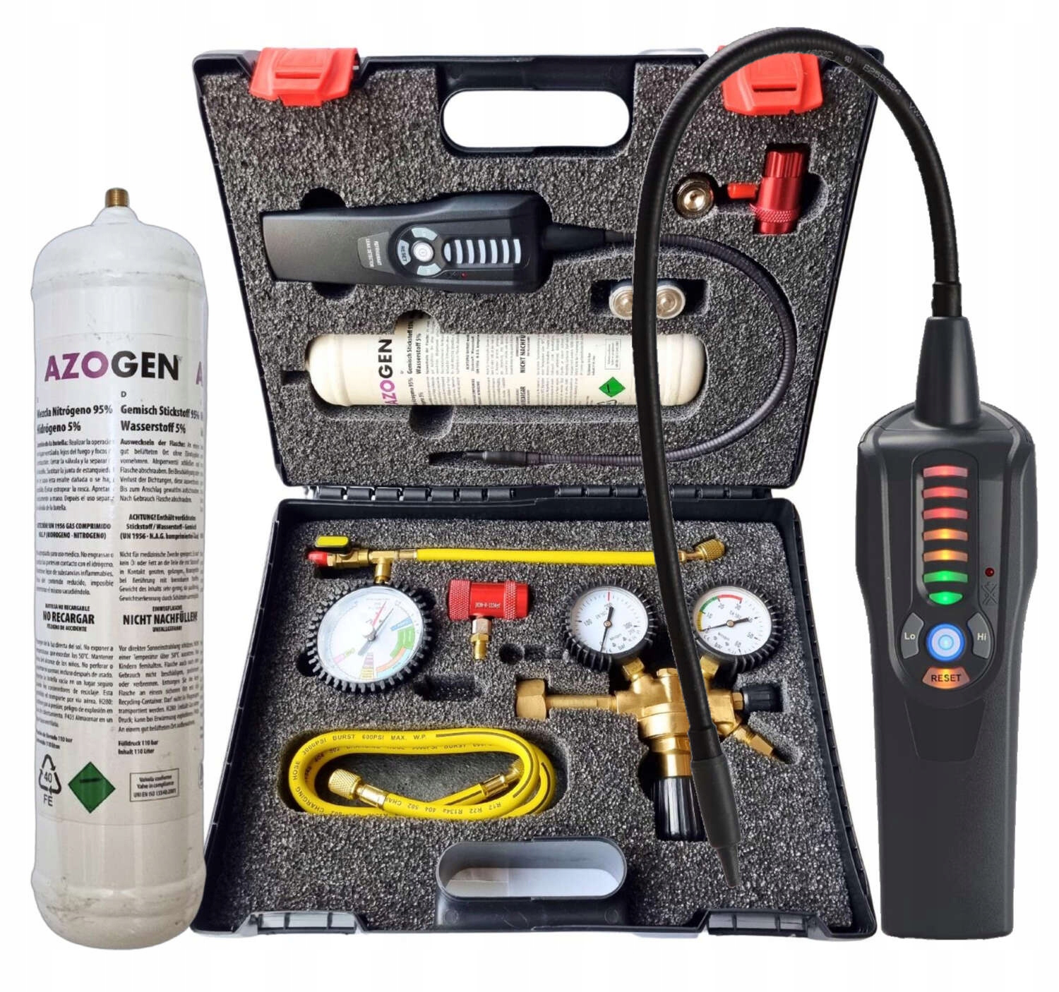 Mobilní sada pro vyhledávání netěsností hydrogenem v klimatizaci