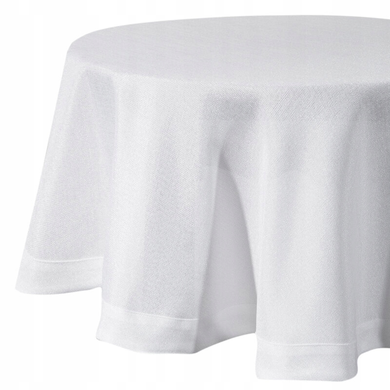 Ubrus Stella 150 cm kulatý bílý s plátěnou strukturou