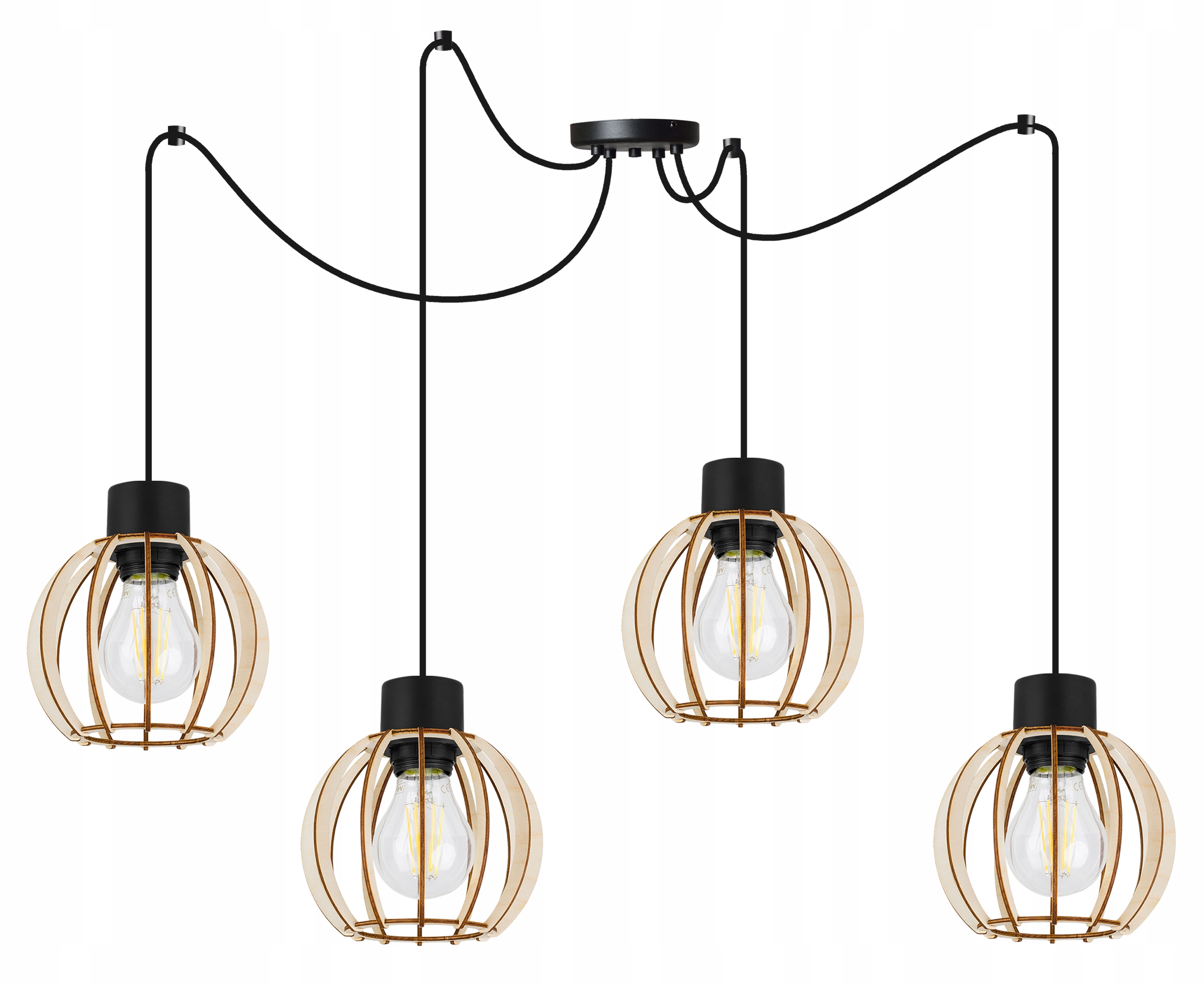 Lampa Sufitowa Pająk Wisząca Żyrandol Drewno Nowoczesna Boho Do Kuchni