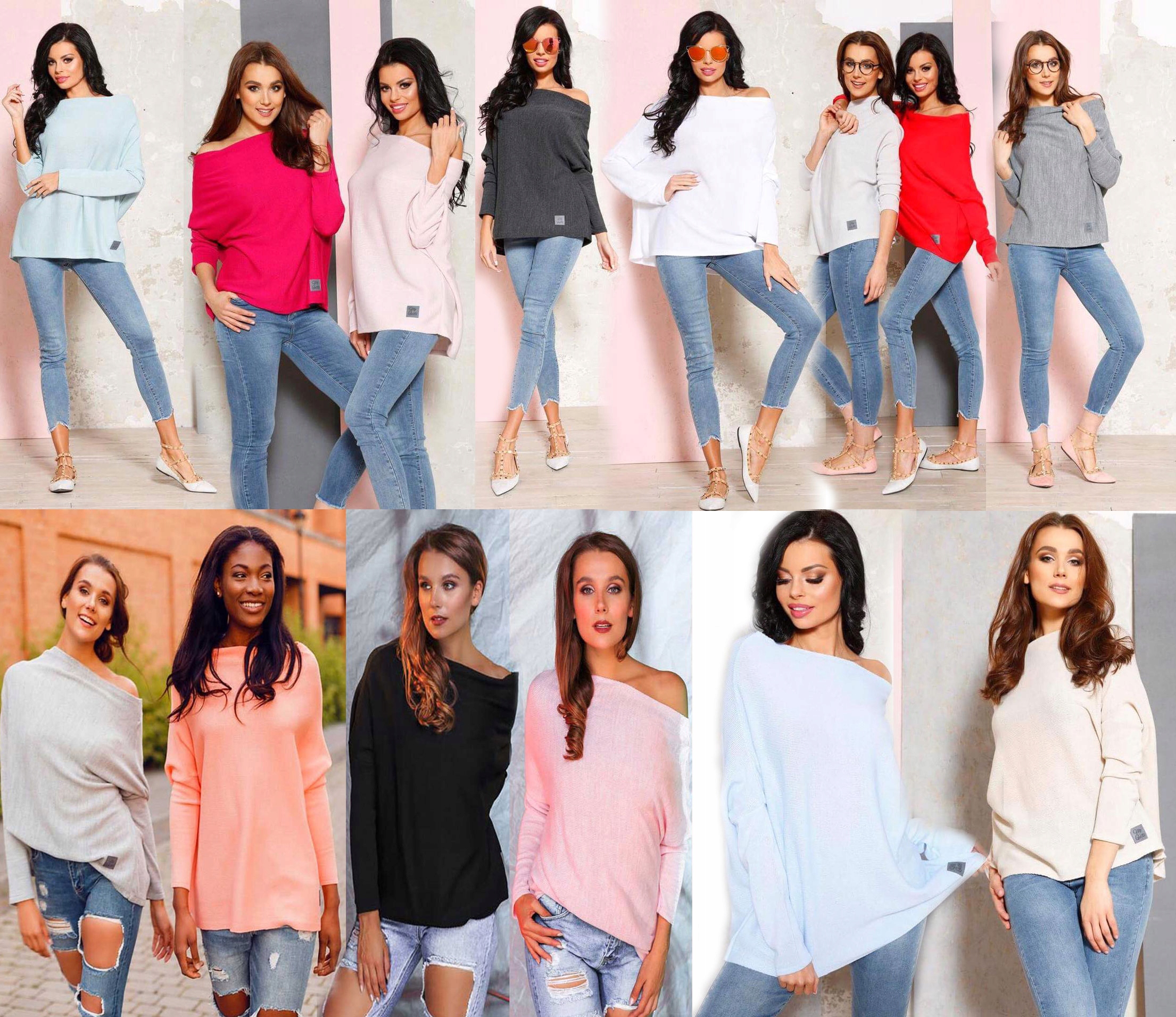 

Sweterek Oversize Tunika Sweter Wool Odkryte Ramię
