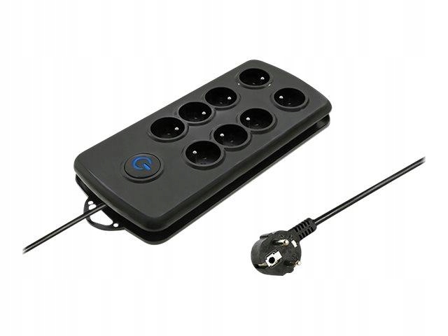 Qoltec 50161 Qoltec Listwa antyprzepięciowa Quick Switch 8 sockets black