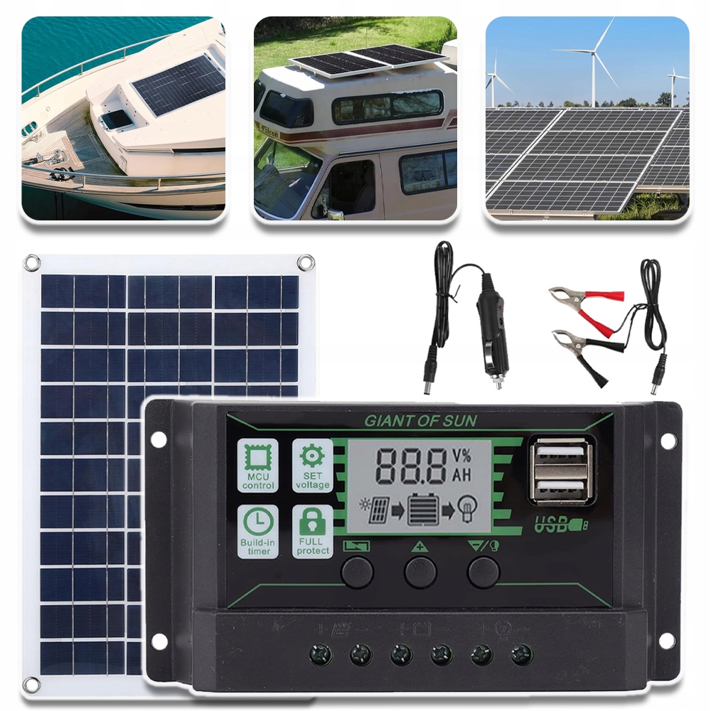Solárních Panelů Solární Nabíječka Regulace 100W 12V Pro Karavan Auto