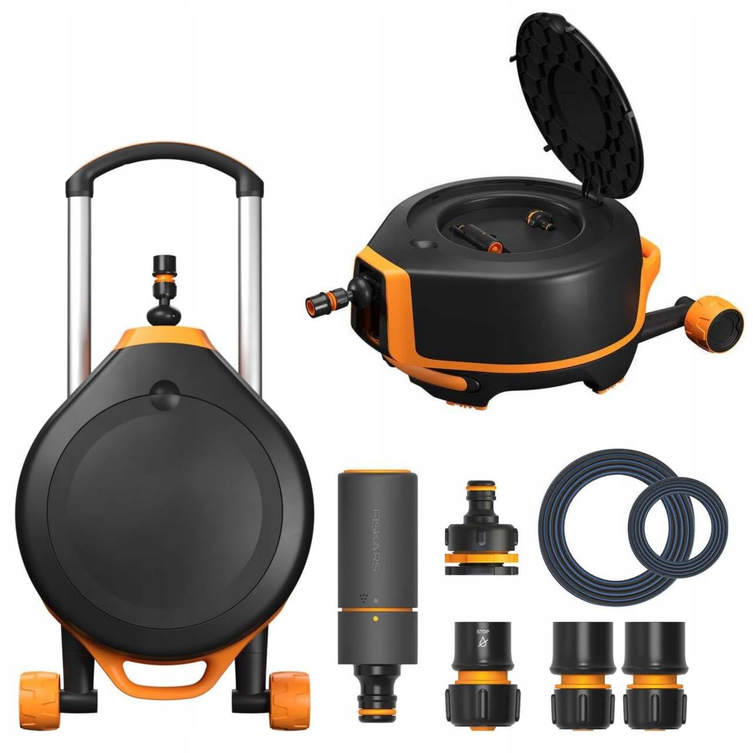 Bęben automatyczny z kółkami wąż Fiskars Waterwheel XL 27M 1067548 Zestaw