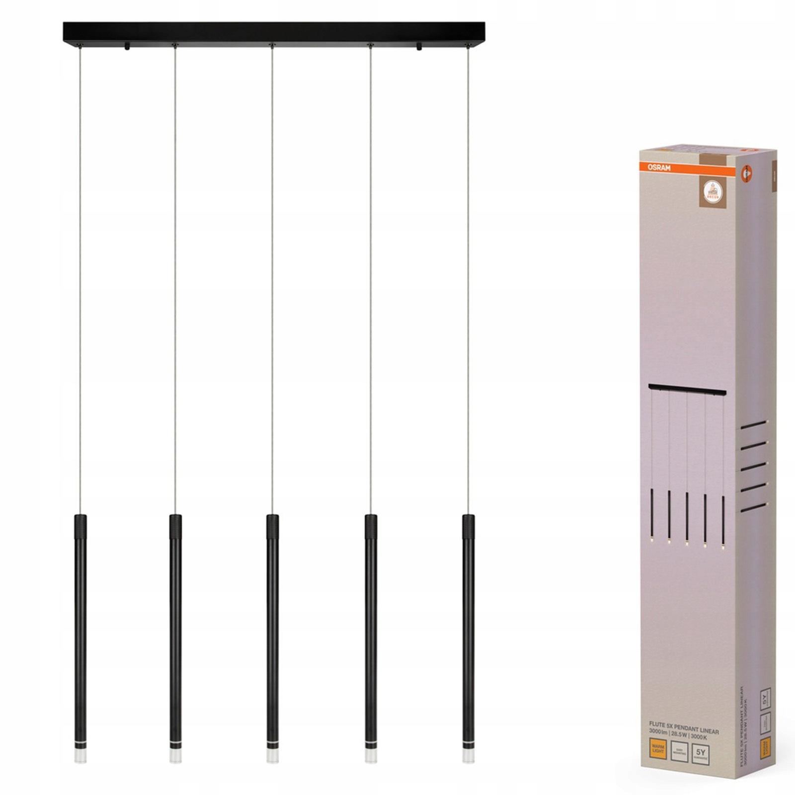 Závesná stropná lampa 28.5 W 1000 lm 3000 K Teplá čierna dekorácia Osram