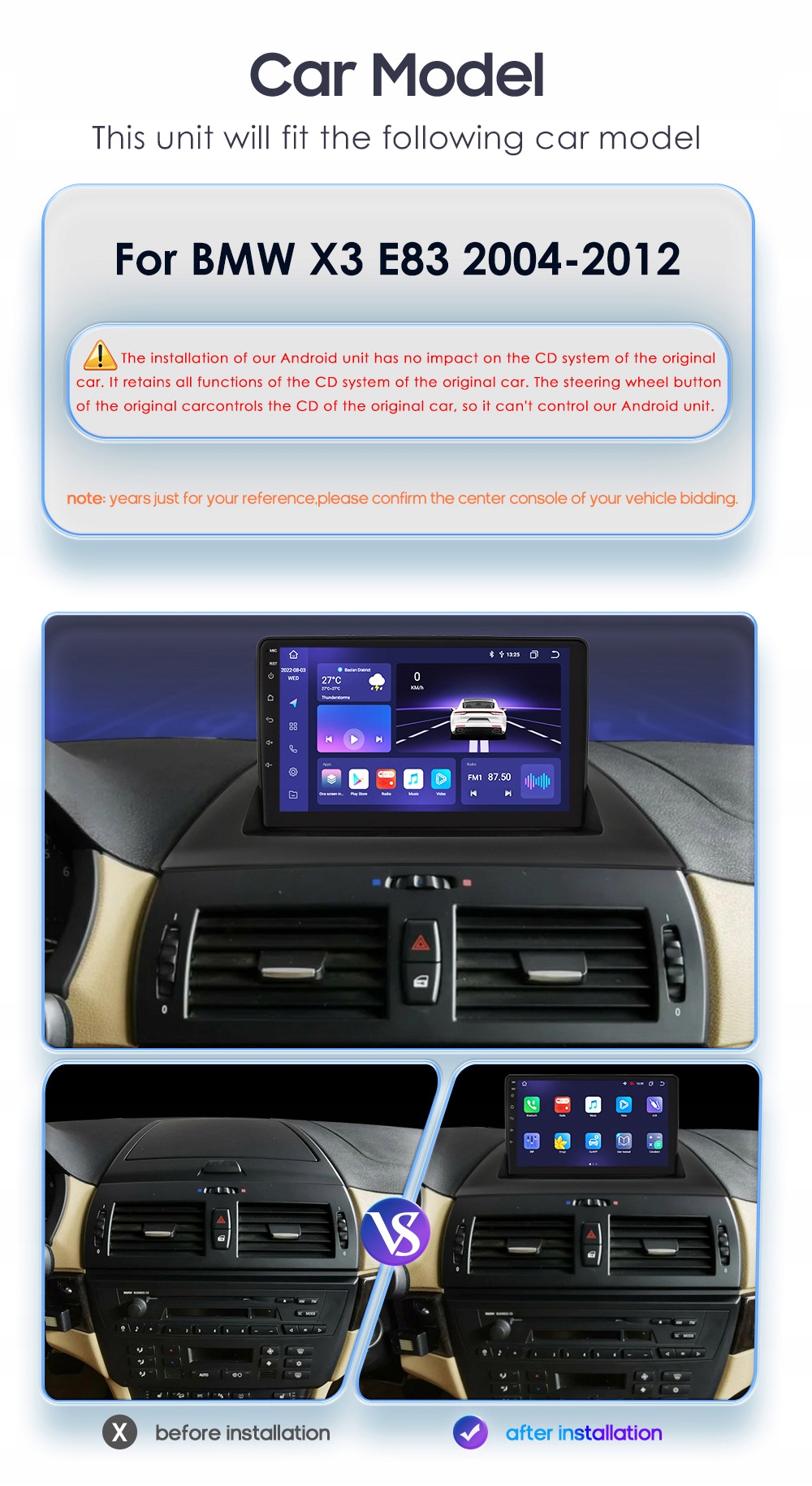 RADIO GPS ANDROID BMW X3 E83 2003-2010 SIM 6/128GB Marka inna