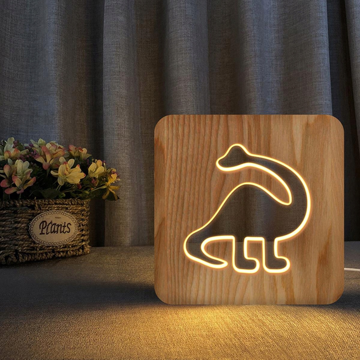 

Lampka Nocna 3D Led Drewniana Dinozaur Prezent