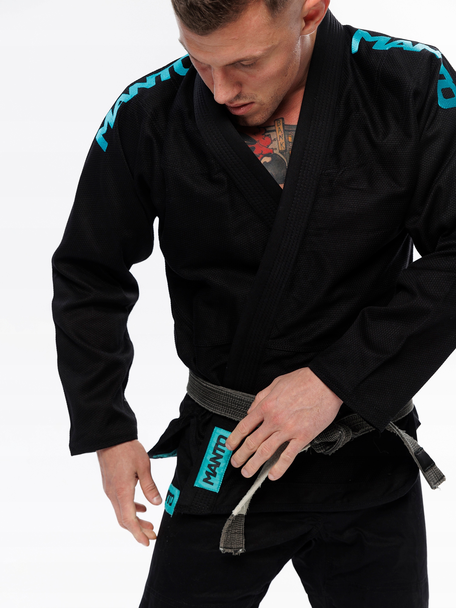 Manto Kimono Gi Bjj model X5 czarno-turkusowe rozm. A3