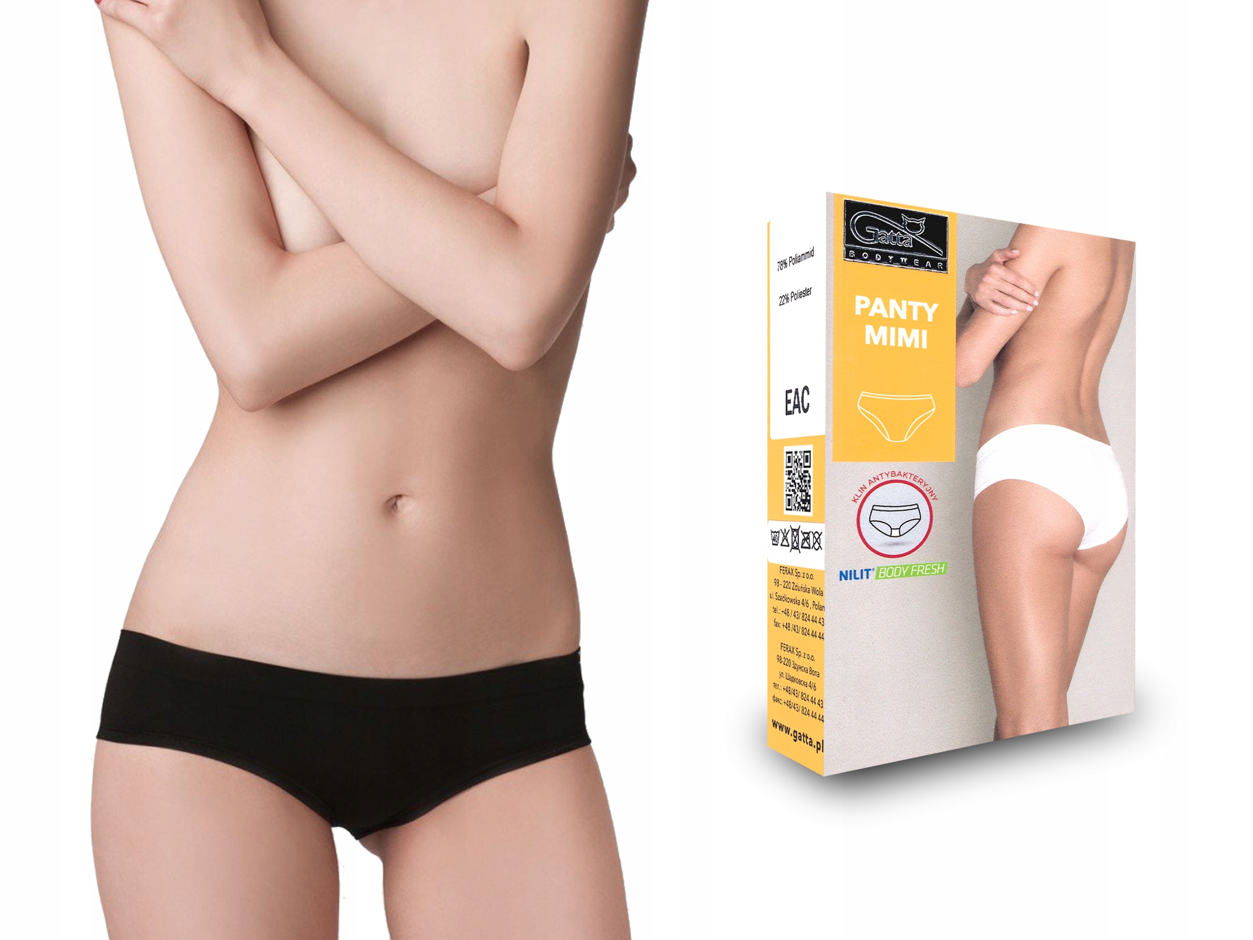 

Majtki Gatta Panty Mimi, bezszwowe, czarne, XL