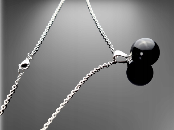 Náhrdelník Kulka Černý Obsidián Řetízek