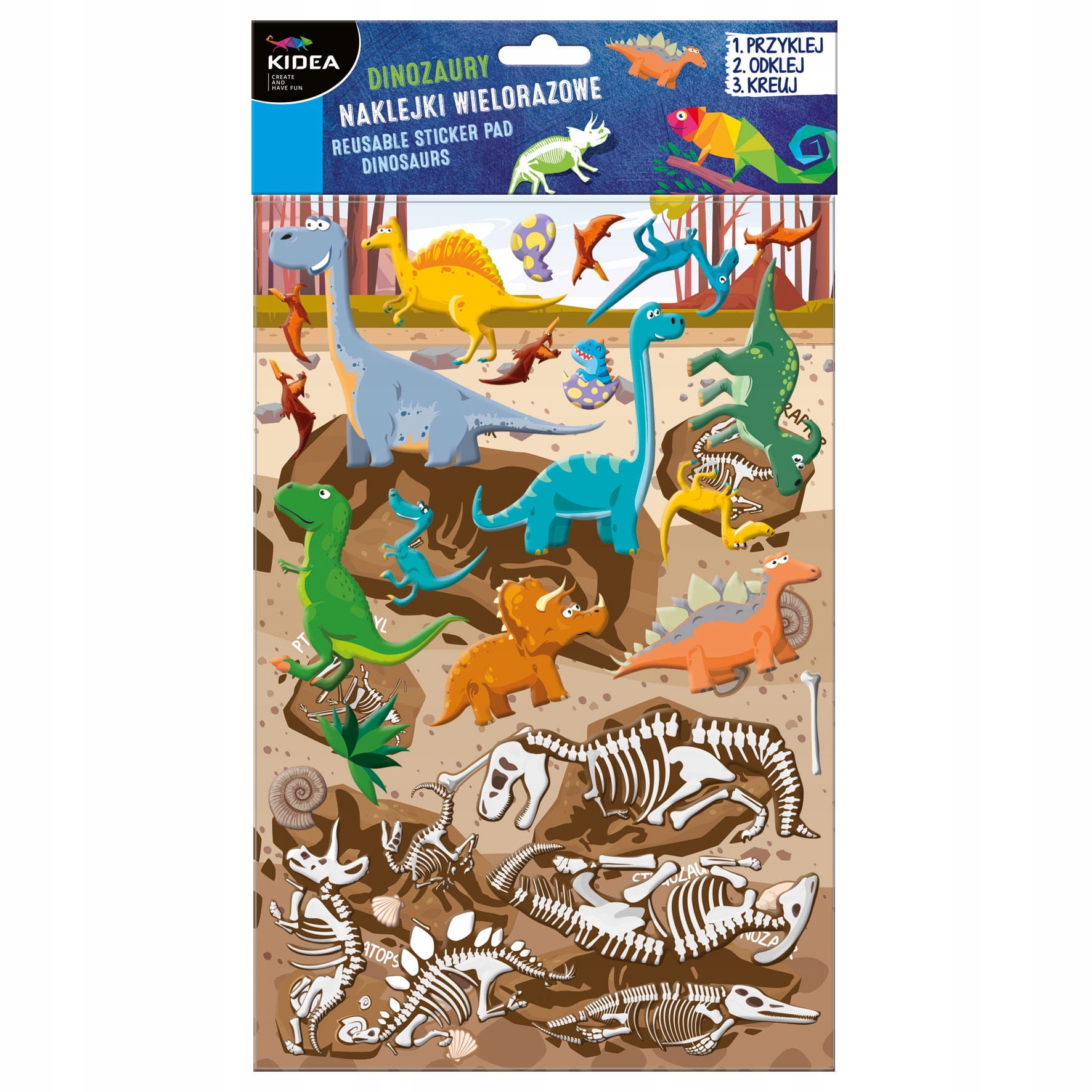 

Kidea Naklejki Wielorazowe 3D Dinozaury