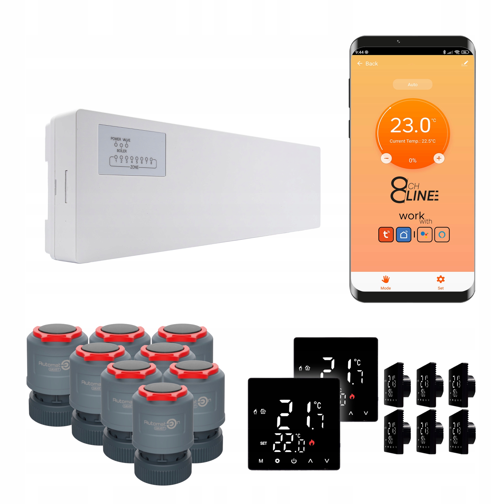 Súprava prívodov na vykurovanie Line 8 izieb termostat Std WiFi čierna