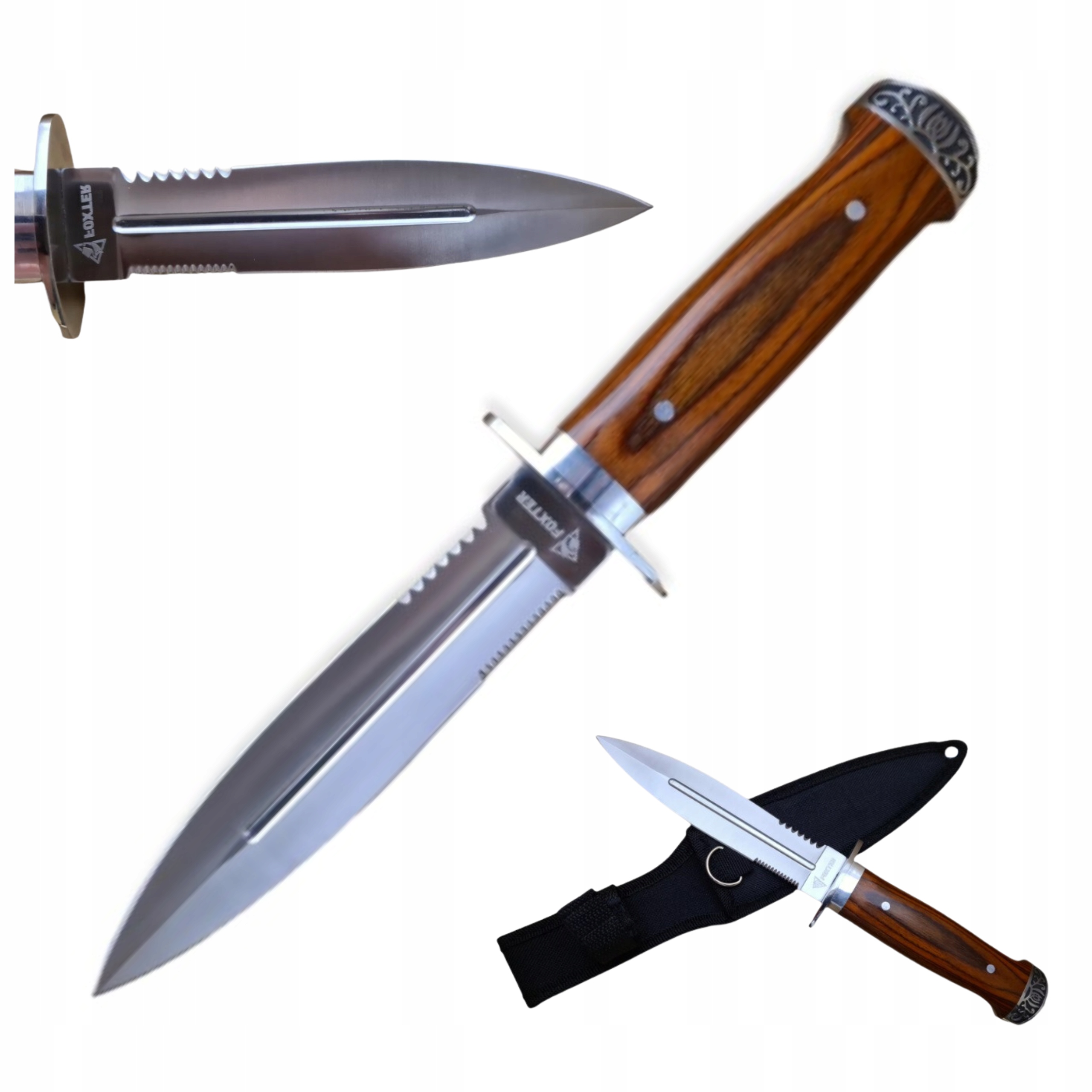 Nóż Myśliwski Taktyczny Sztylet Survival Etui 28CM
