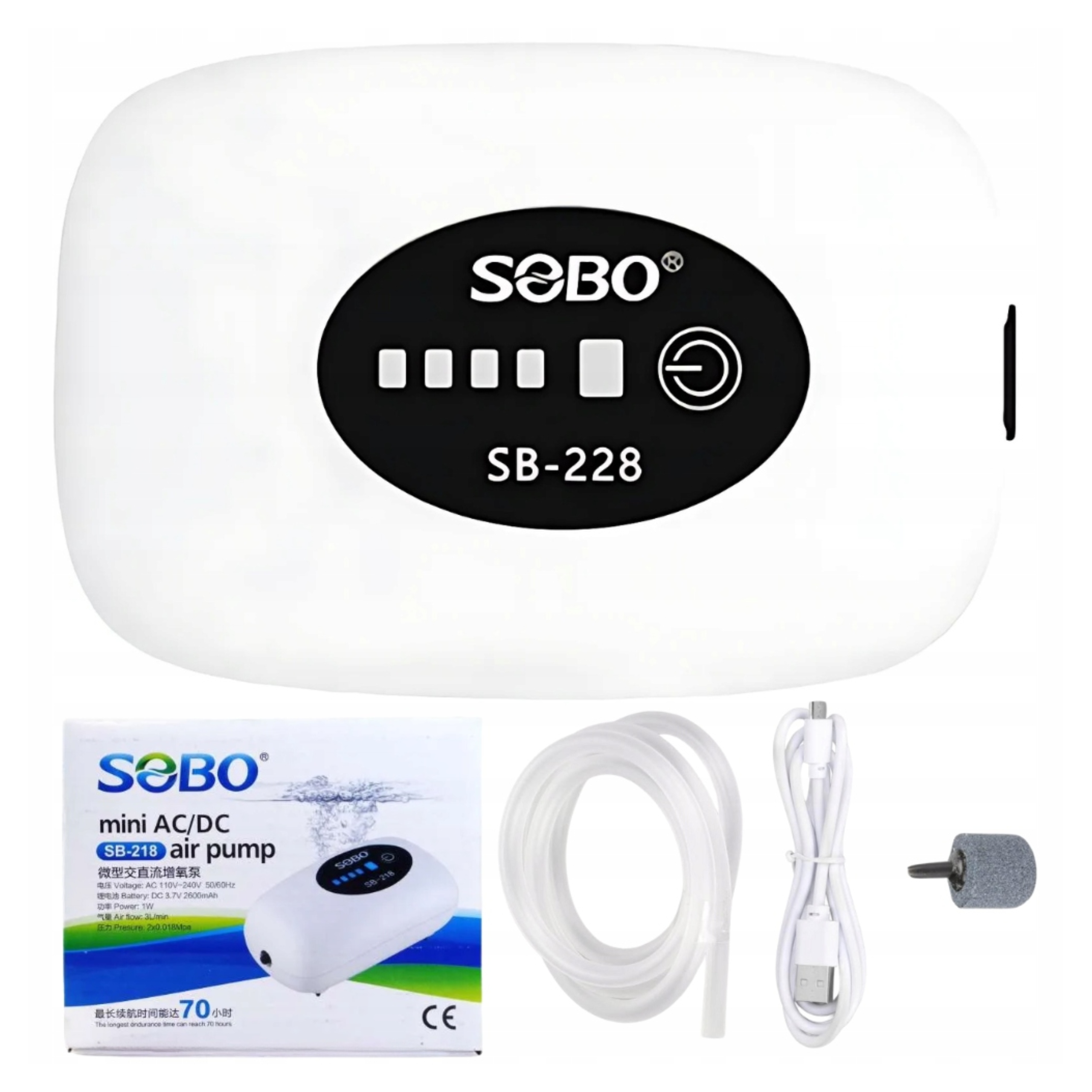 Levně Kyslíková Pumpa Aerator Do Akvária Silná Tichá 50 L Usb Akumulátor Okysličovač