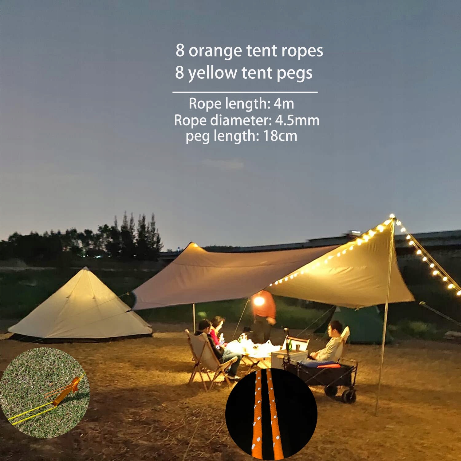 OUTDOOR HÄNGEMATTE Tarp Wodoodporny Namiot Hexagon Camping Mata Survival — miniatura 5