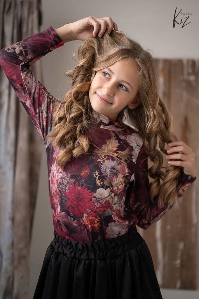 Sweter bordo w kwiaty dziewczęcy, Kiz by Kids, produkt pl r. 152